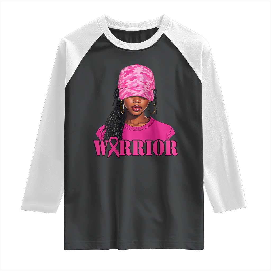 African American Warrior Breast Cancer Raglan Shirt Pink Ribbon - Wonder Print Shop
