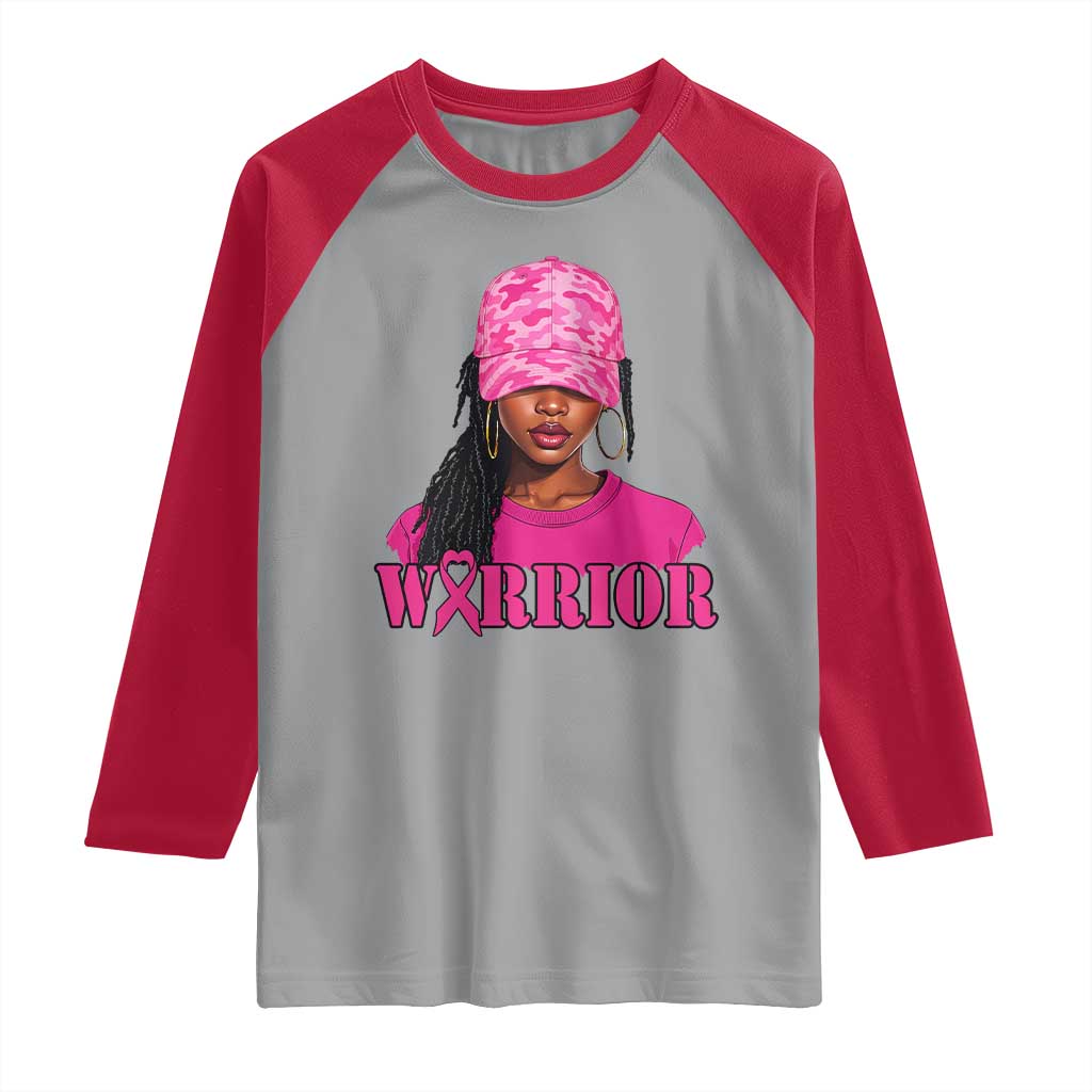 African American Warrior Breast Cancer Raglan Shirt Pink Ribbon - Wonder Print Shop