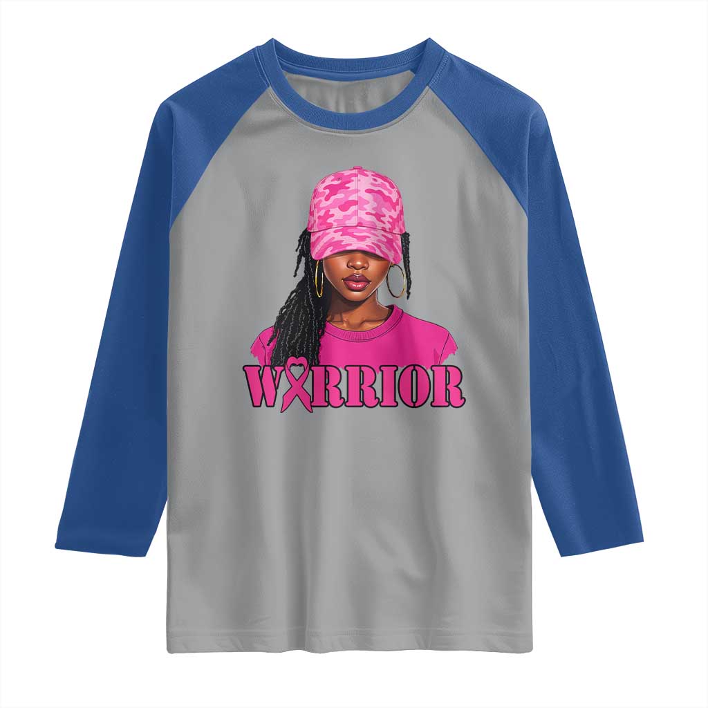 African American Warrior Breast Cancer Raglan Shirt Pink Ribbon - Wonder Print Shop
