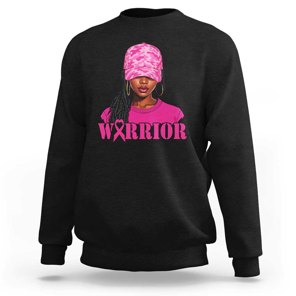 African American Warrior Breast Cancer Sweatshirt Pink Ribbon - Wonder Print Shop