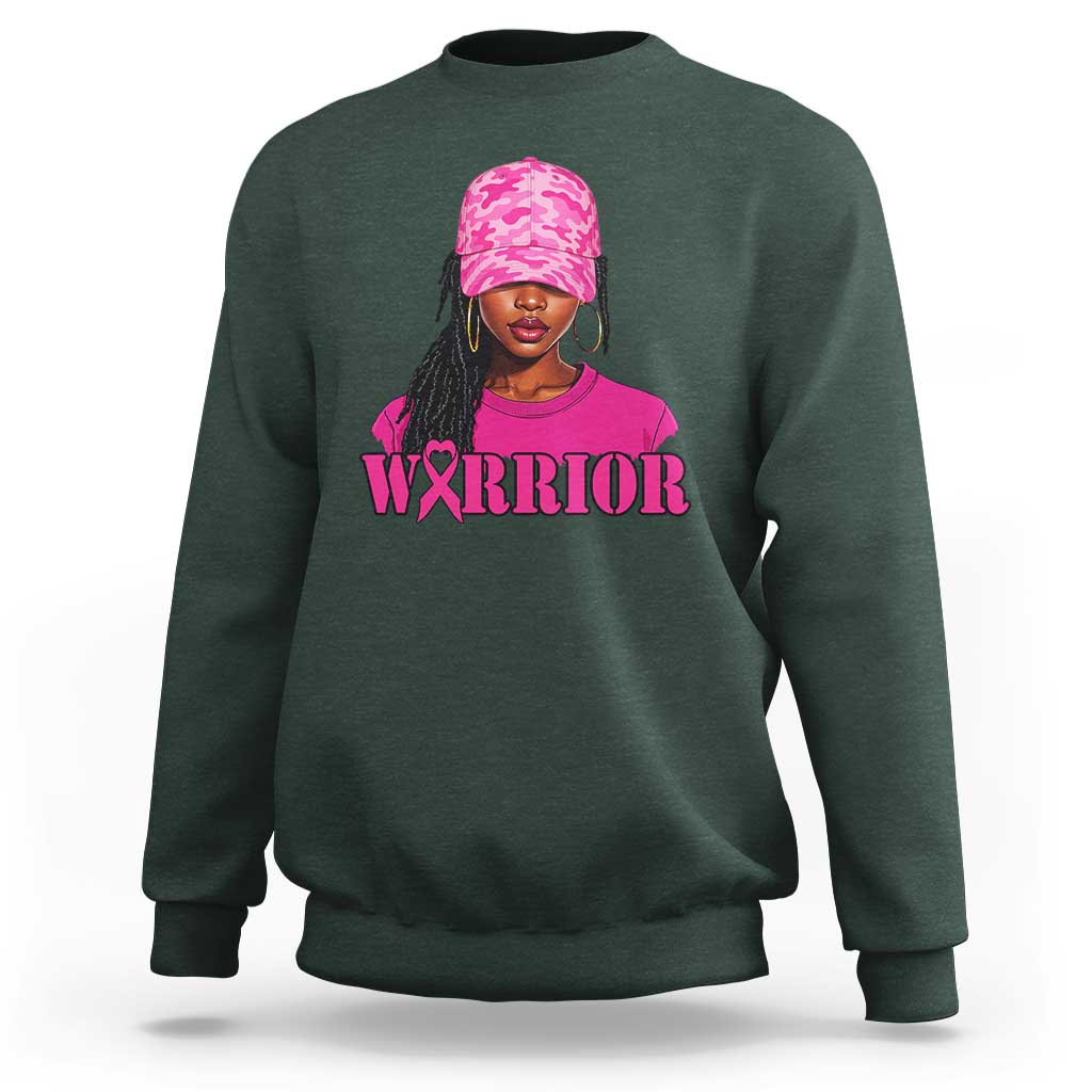 African American Warrior Breast Cancer Sweatshirt Pink Ribbon - Wonder Print Shop