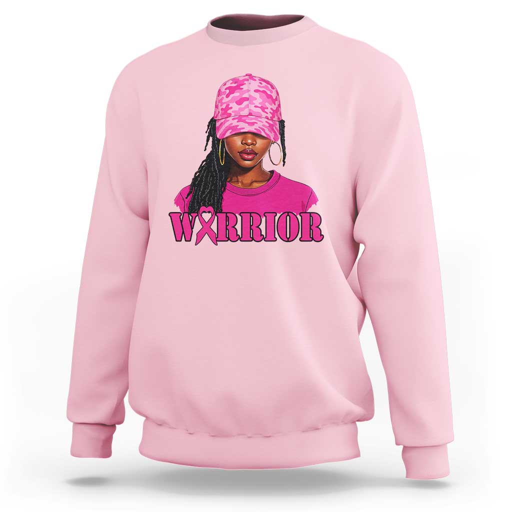 African American Warrior Breast Cancer Sweatshirt Pink Ribbon - Wonder Print Shop