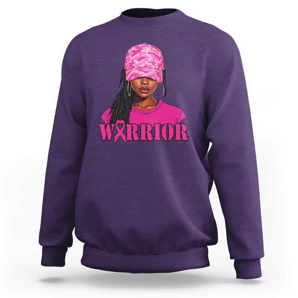 African American Warrior Breast Cancer Sweatshirt Pink Ribbon - Wonder Print Shop