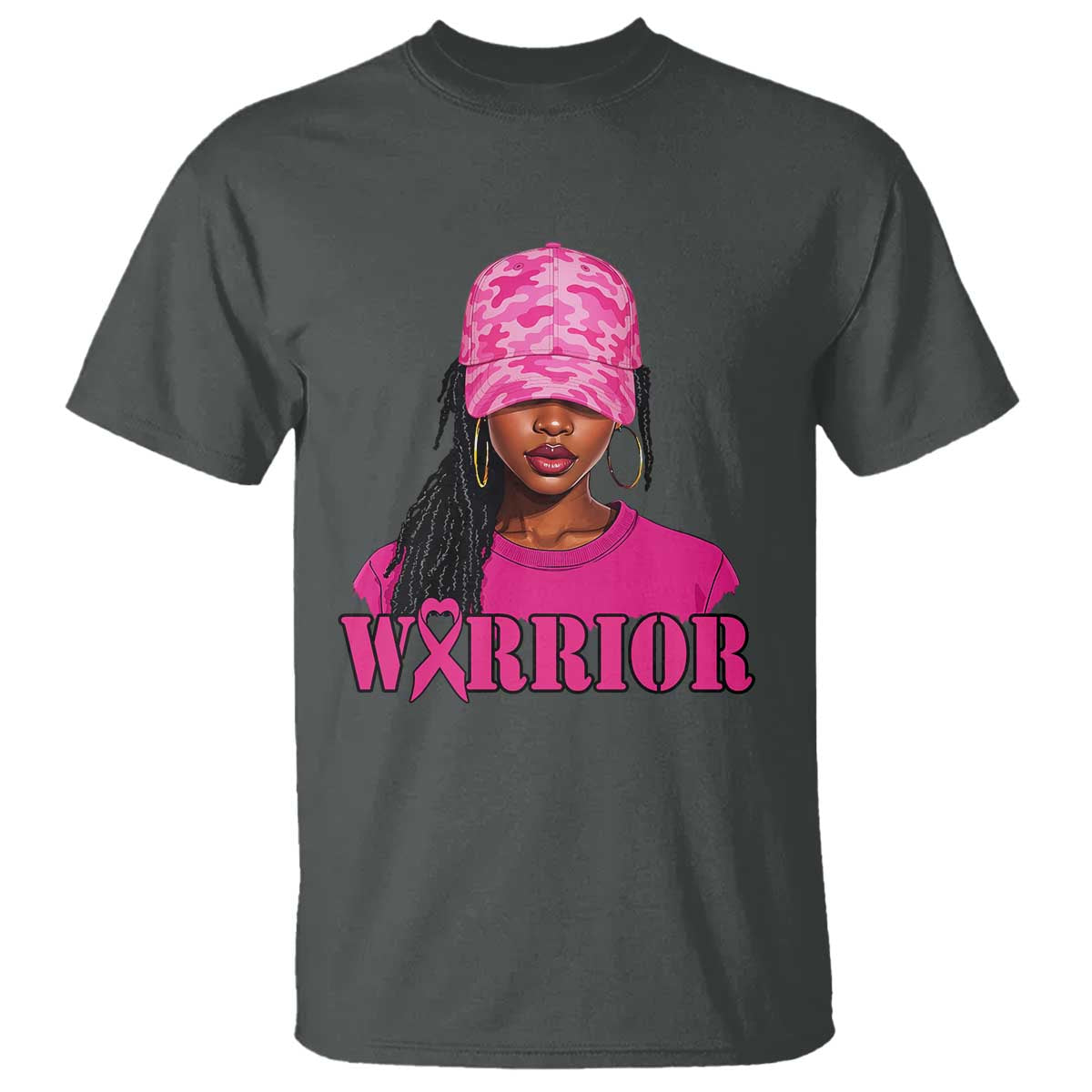 African American Warrior Breast Cancer T Shirt Pink Ribbon - Wonder Print Shop