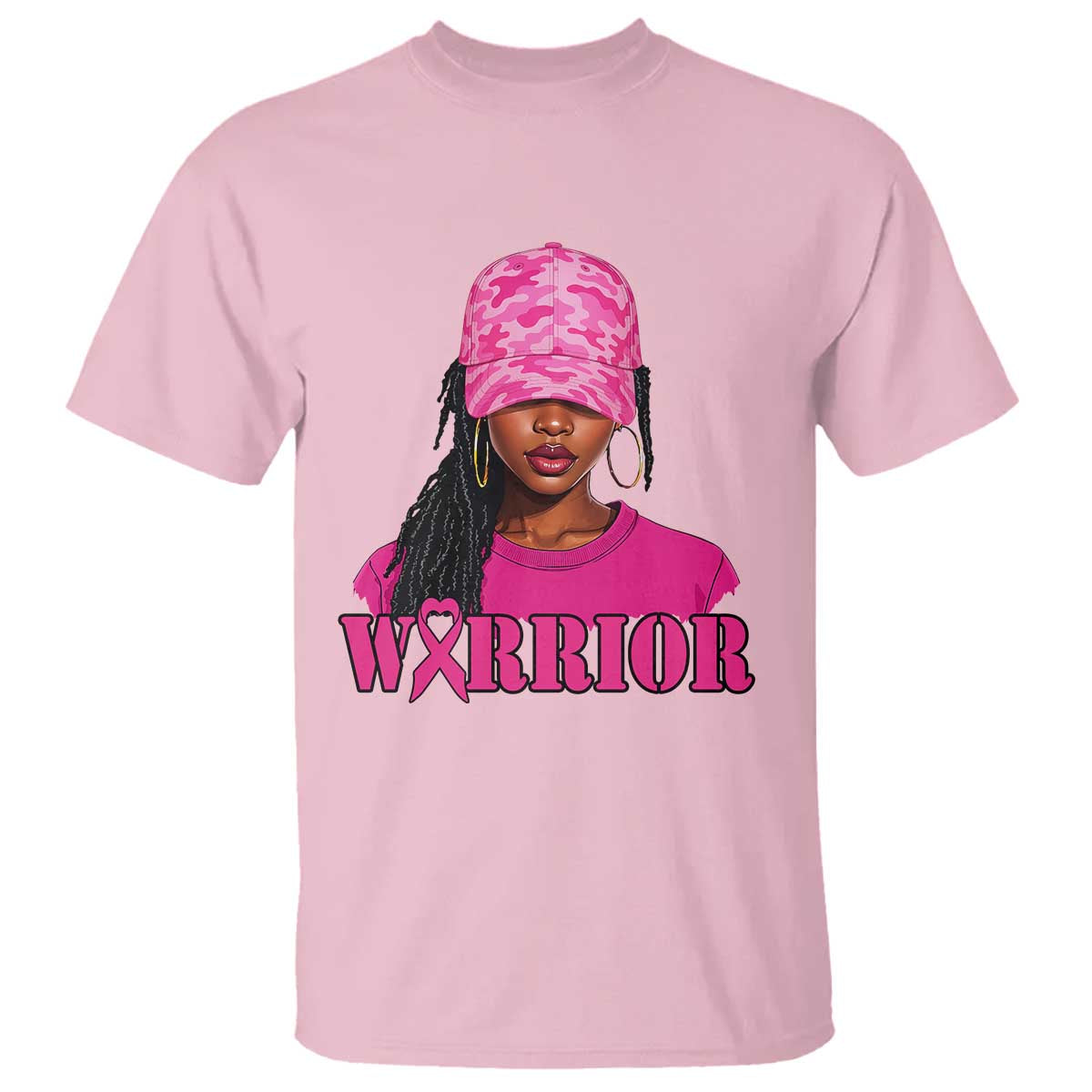 African American Warrior Breast Cancer T Shirt Pink Ribbon - Wonder Print Shop