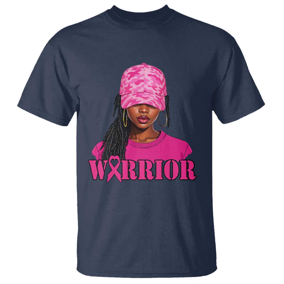 African American Warrior Breast Cancer T Shirt Pink Ribbon - Wonder Print Shop