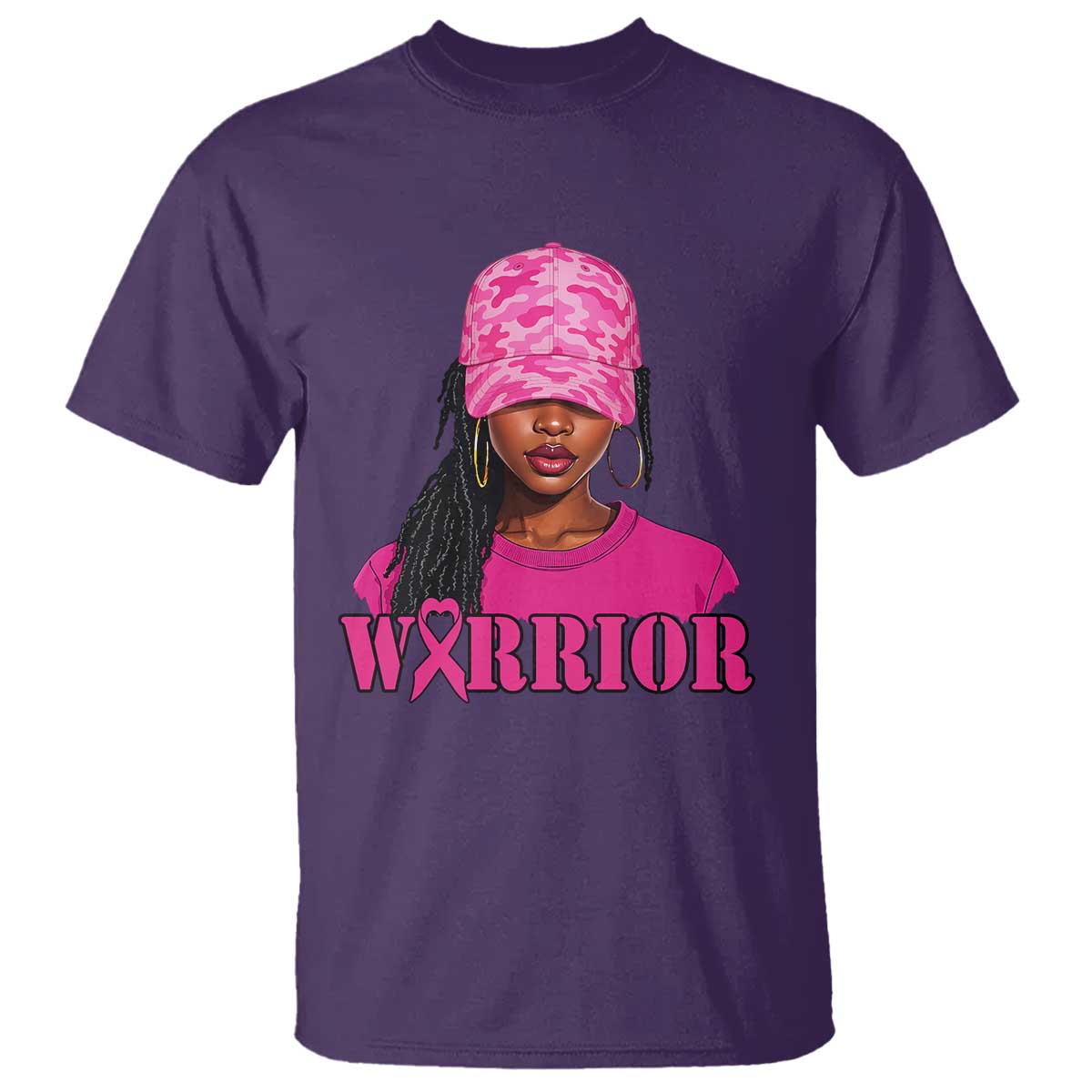African American Warrior Breast Cancer T Shirt Pink Ribbon - Wonder Print Shop