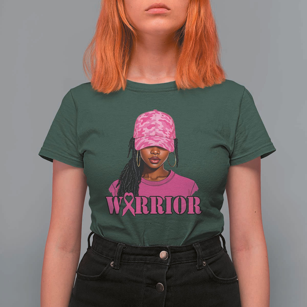 African American Warrior Breast Cancer T Shirt For Women Pink Ribbon - Wonder Print Shop
