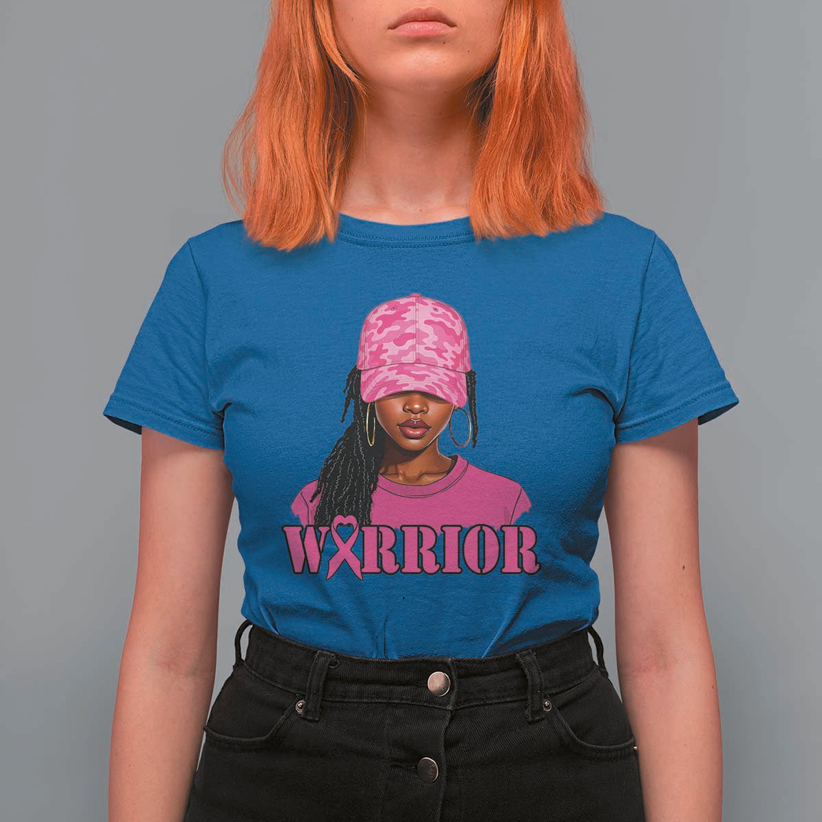African American Warrior Breast Cancer T Shirt For Women Pink Ribbon - Wonder Print Shop