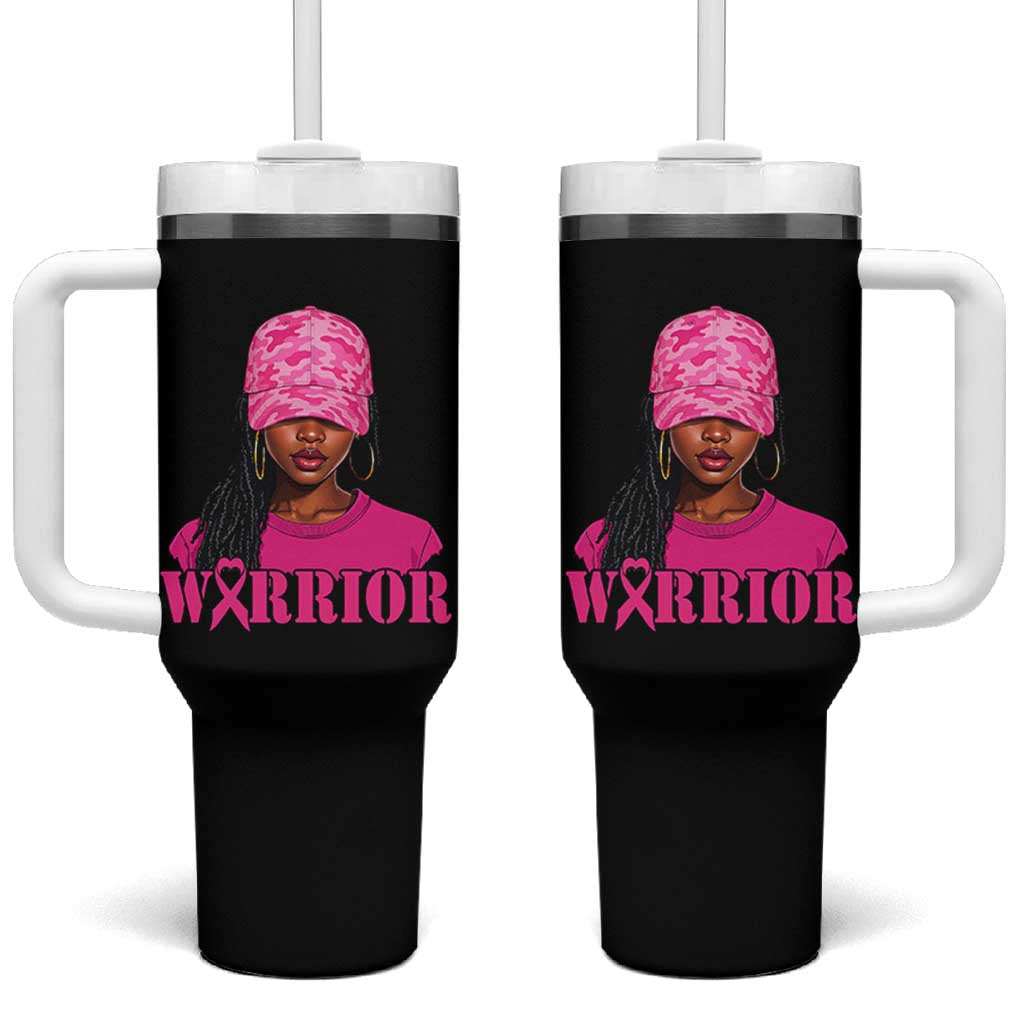 African American Warrior Breast Cancer Tumbler With Handle Pink Ribbon - Wonder Print Shop