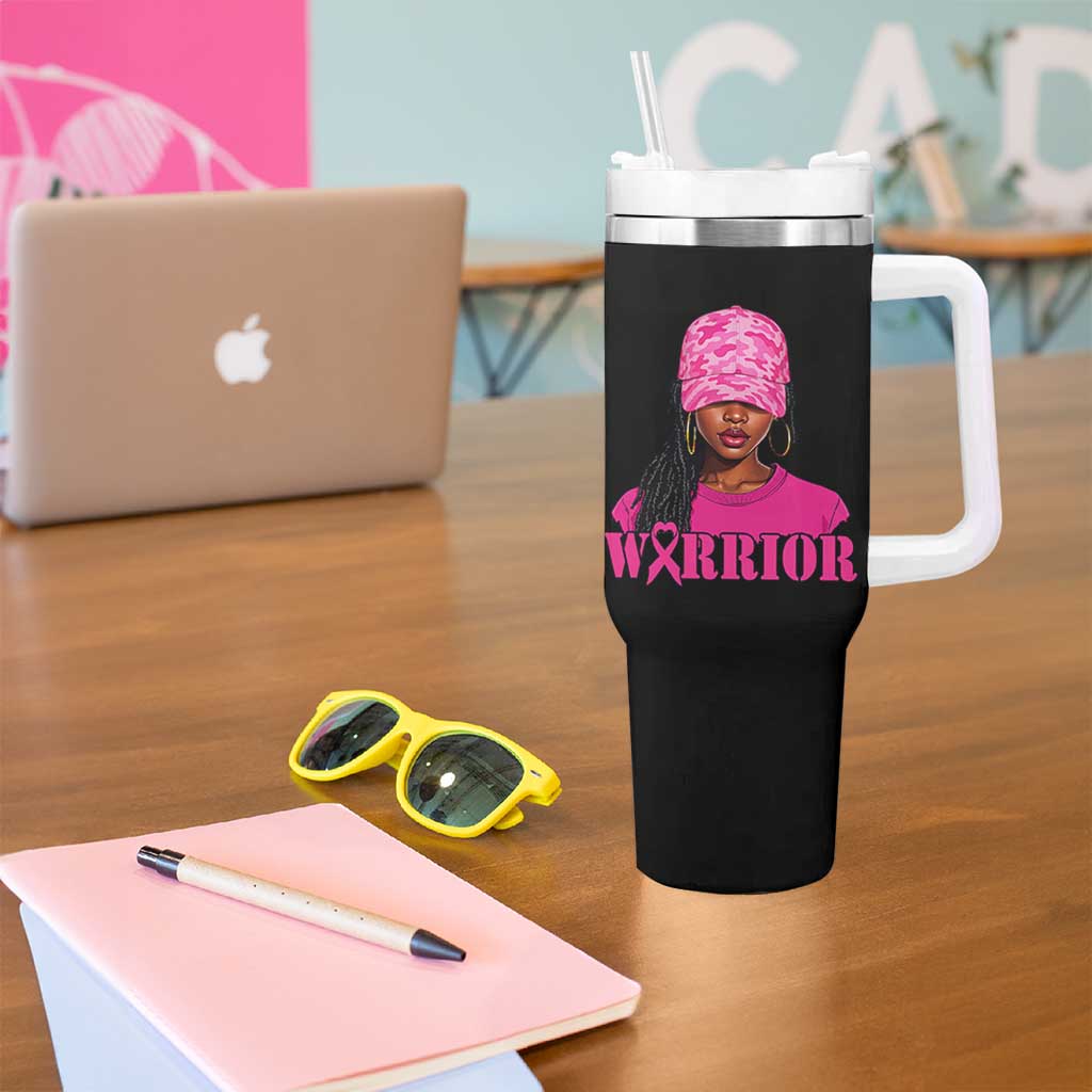 African American Warrior Breast Cancer Tumbler With Handle Pink Ribbon - Wonder Print Shop