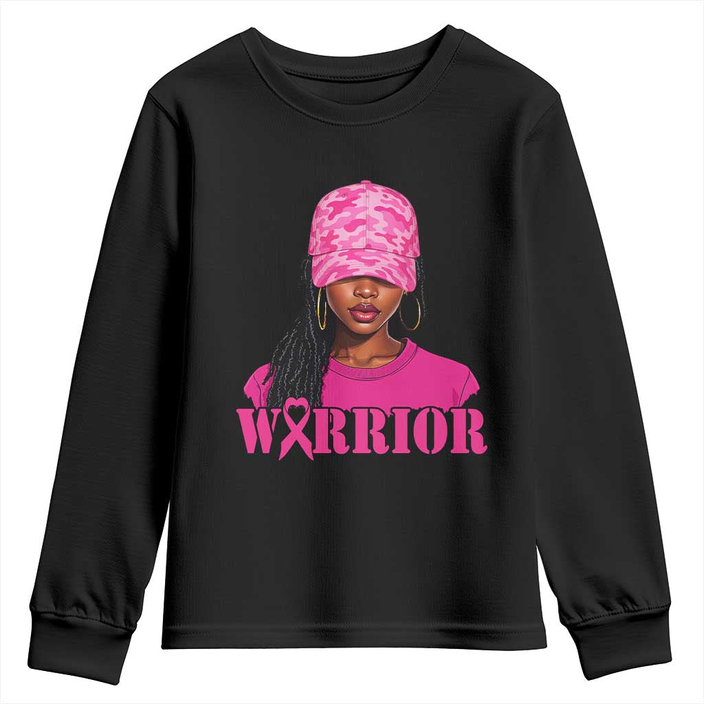 African American Warrior Breast Cancer Youth Sweatshirt Pink Ribbon - Wonder Print Shop