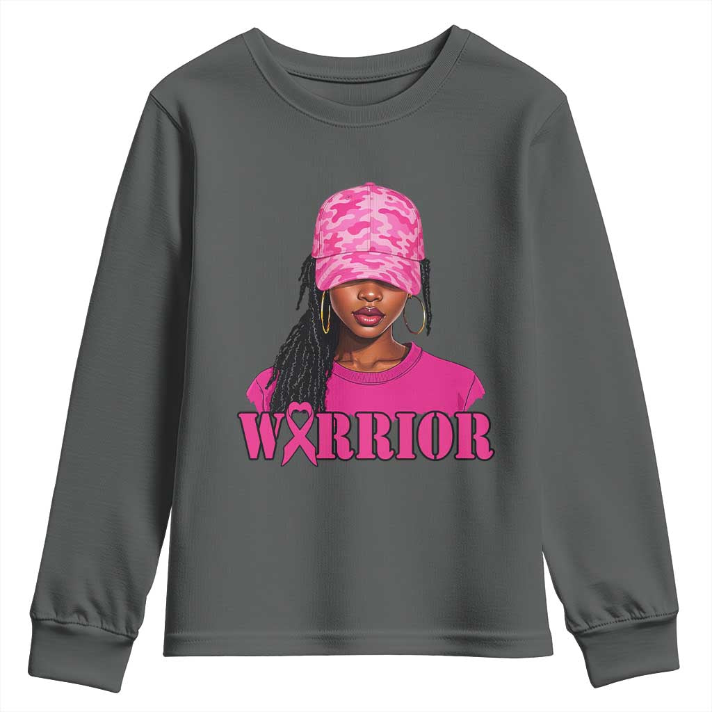 African American Warrior Breast Cancer Youth Sweatshirt Pink Ribbon - Wonder Print Shop