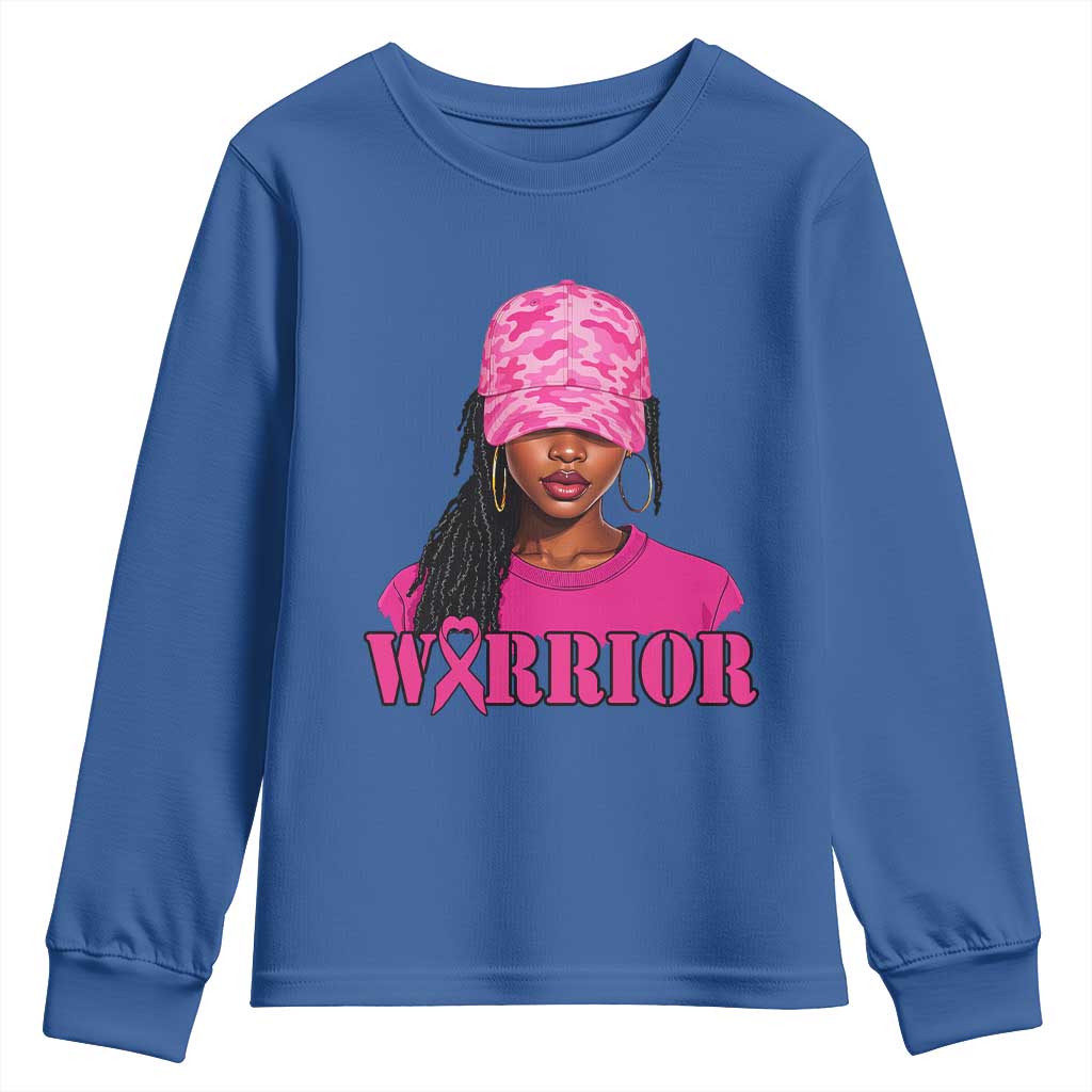 African American Warrior Breast Cancer Youth Sweatshirt Pink Ribbon - Wonder Print Shop