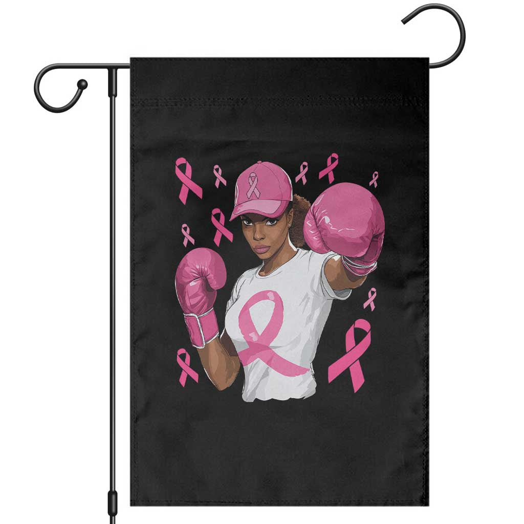 African American Fighter Breast Cancer Awareness Garden Flag Pink Ribbon - Wonder Print Shop