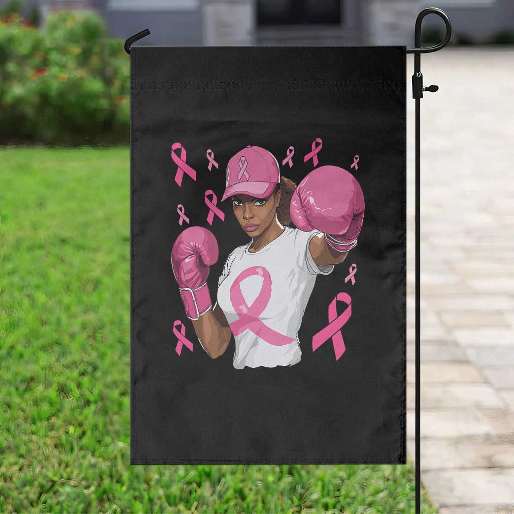 African American Fighter Breast Cancer Awareness Garden Flag Pink Ribbon - Wonder Print Shop