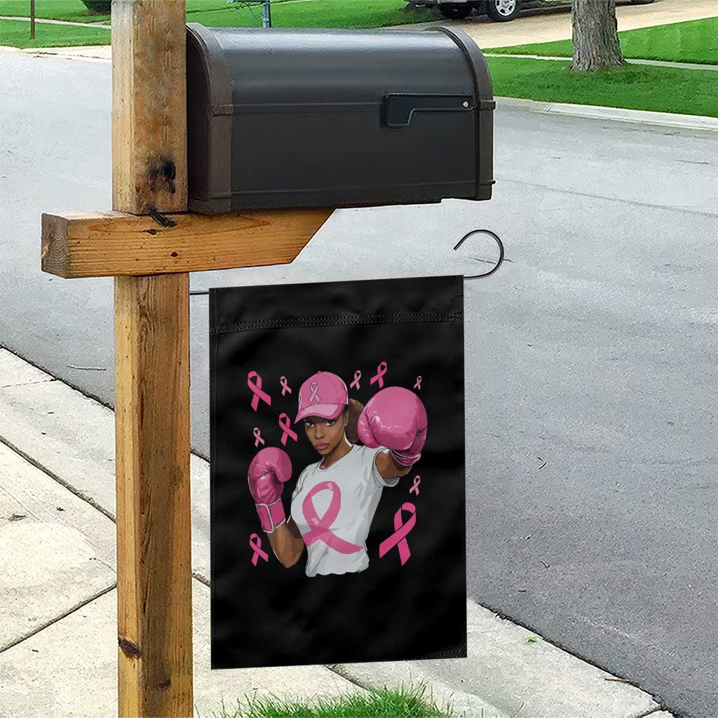 African American Fighter Breast Cancer Awareness Garden Flag Pink Ribbon - Wonder Print Shop