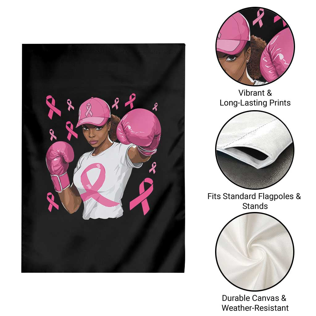 African American Fighter Breast Cancer Awareness Garden Flag Pink Ribbon - Wonder Print Shop