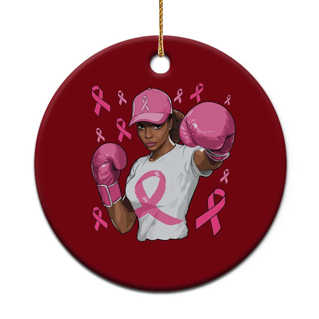 African American Fighter Breast Cancer Awareness Ceramic Ornament Pink Ribbon - Wonder Print Shop