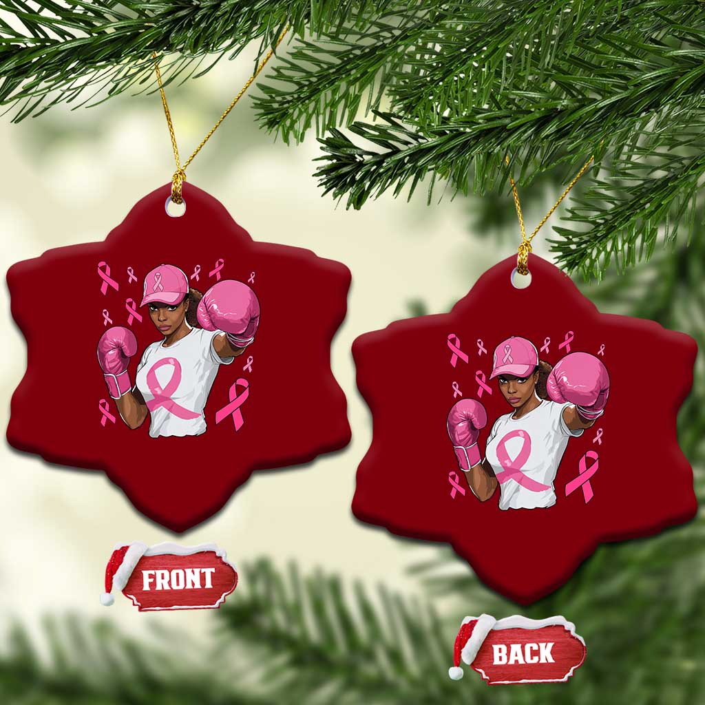 African American Fighter Breast Cancer Awareness Ceramic Ornament Pink Ribbon - Wonder Print Shop