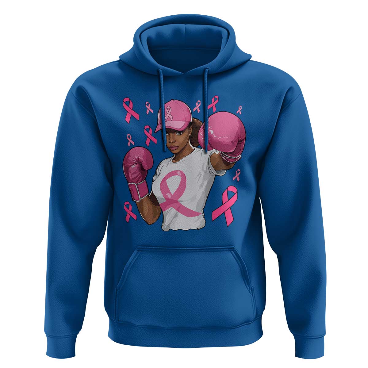 African American Fighter Breast Cancer Awareness Hoodie Pink Ribbon - Wonder Print Shop