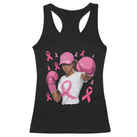 African American Fighter Breast Cancer Awareness Racerback Tank Top Pink Ribbon - Wonder Print Shop