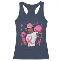 African American Fighter Breast Cancer Awareness Racerback Tank Top Pink Ribbon - Wonder Print Shop