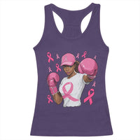 African American Fighter Breast Cancer Awareness Racerback Tank Top Pink Ribbon - Wonder Print Shop