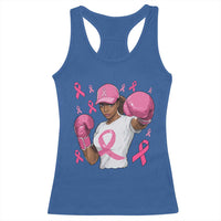 African American Fighter Breast Cancer Awareness Racerback Tank Top Pink Ribbon - Wonder Print Shop