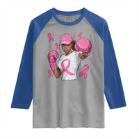 African American Fighter Breast Cancer Awareness Raglan Shirt Pink Ribbon - Wonder Print Shop