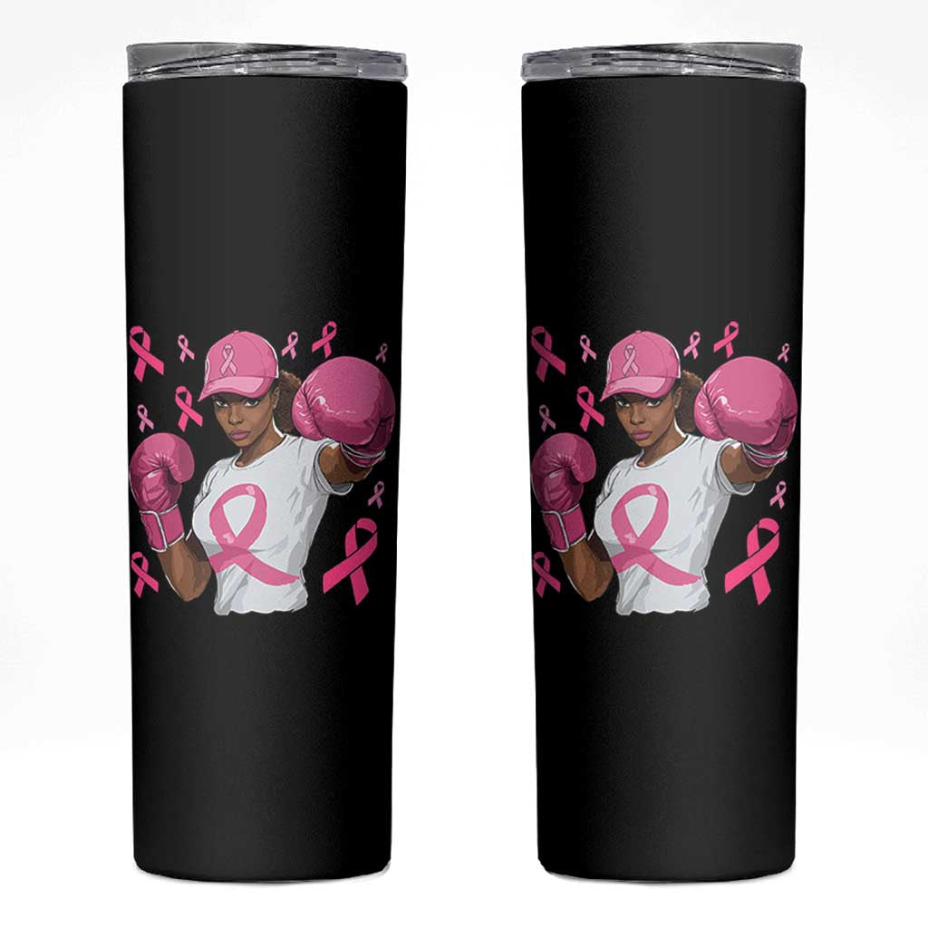 African American Fighter Breast Cancer Awareness Skinny Tumbler Pink Ribbon - Wonder Print Shop