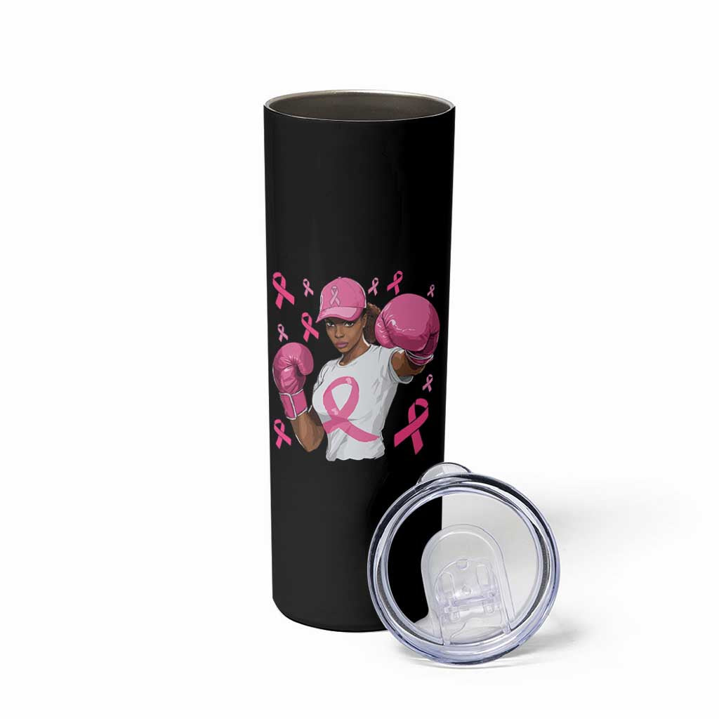 African American Fighter Breast Cancer Awareness Skinny Tumbler Pink Ribbon - Wonder Print Shop