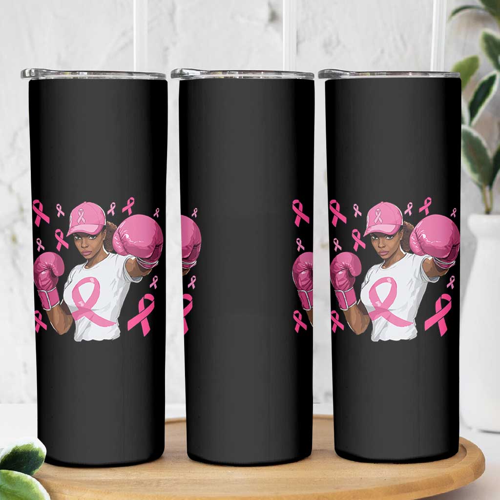 African American Fighter Breast Cancer Awareness Skinny Tumbler Pink Ribbon - Wonder Print Shop