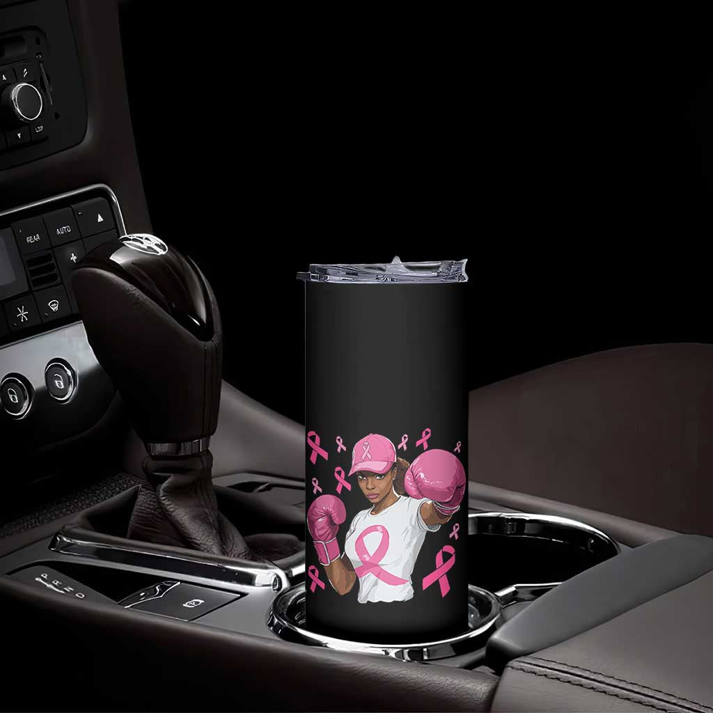 African American Fighter Breast Cancer Awareness Skinny Tumbler Pink Ribbon - Wonder Print Shop