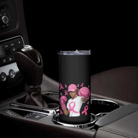 African American Fighter Breast Cancer Awareness Skinny Tumbler Pink Ribbon - Wonder Print Shop