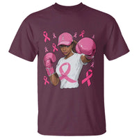 African American Fighter Breast Cancer Awareness T Shirt Pink Ribbon - Wonder Print Shop