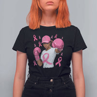 African American Fighter Breast Cancer Awareness T Shirt For Women Pink Ribbon - Wonder Print Shop