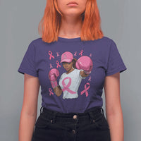 African American Fighter Breast Cancer Awareness T Shirt For Women Pink Ribbon - Wonder Print Shop