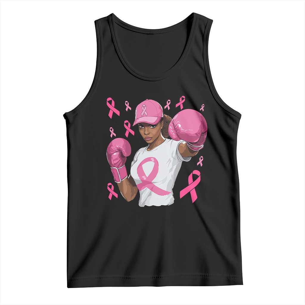 African American Fighter Breast Cancer Awareness Tank Top Pink Ribbon - Wonder Print Shop