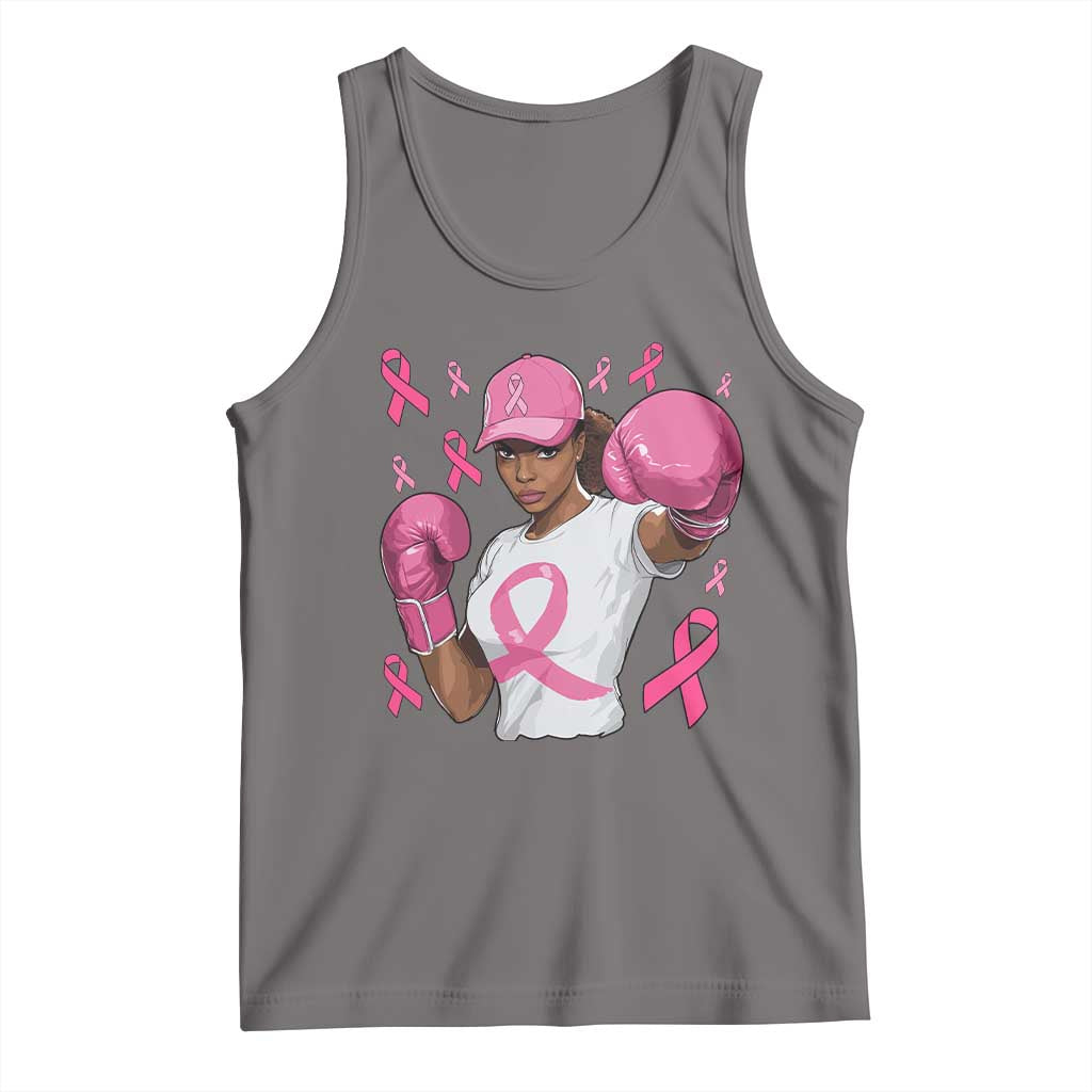 African American Fighter Breast Cancer Awareness Tank Top Pink Ribbon - Wonder Print Shop