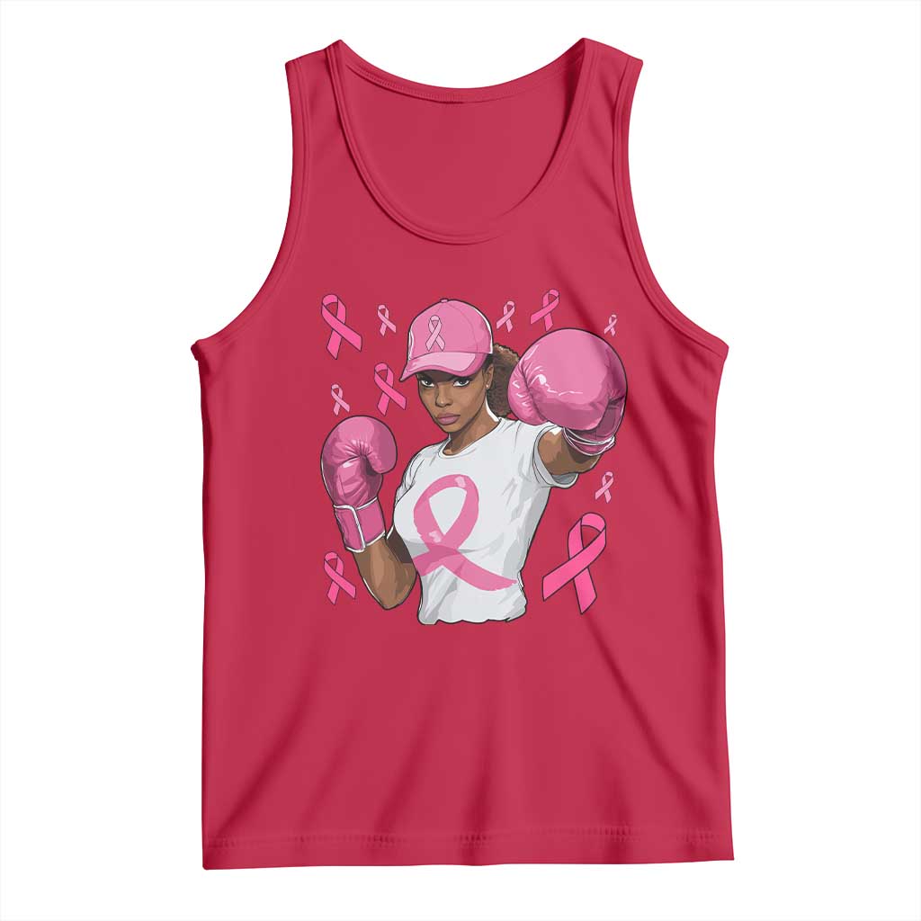 African American Fighter Breast Cancer Awareness Tank Top Pink Ribbon - Wonder Print Shop