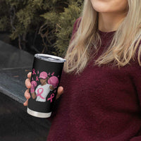 African American Fighter Breast Cancer Awareness Tumbler Cup Pink Ribbon - Wonder Print Shop