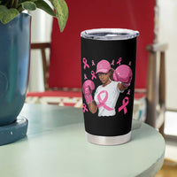 African American Fighter Breast Cancer Awareness Tumbler Cup Pink Ribbon - Wonder Print Shop
