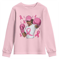 African American Fighter Breast Cancer Awareness Youth Sweatshirt Pink Ribbon - Wonder Print Shop