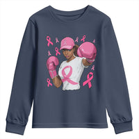 African American Fighter Breast Cancer Awareness Youth Sweatshirt Pink Ribbon - Wonder Print Shop