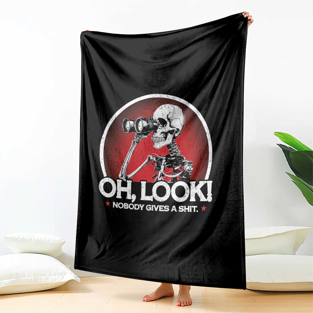 Oh Look Nobody Gives A Shit Throw Blanket Funny Sarcastic Humor Skeleton - Wonder Print Shop