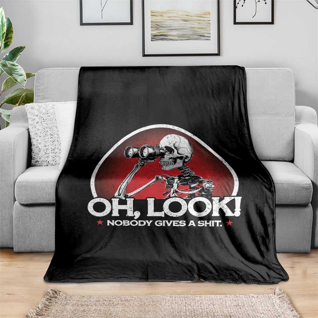 Oh Look Nobody Gives A Shit Throw Blanket Funny Sarcastic Humor Skeleton - Wonder Print Shop