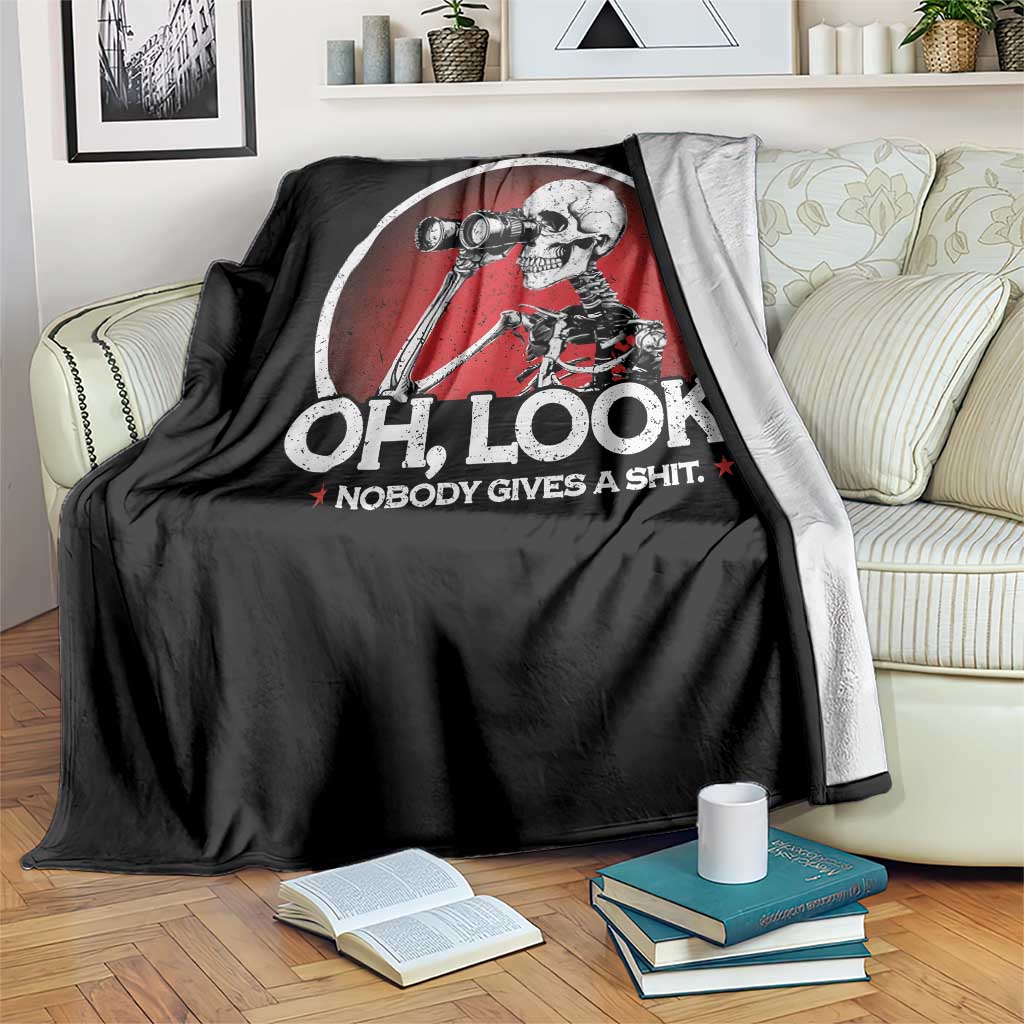 Oh Look Nobody Gives A Shit Throw Blanket Funny Sarcastic Humor Skeleton - Wonder Print Shop