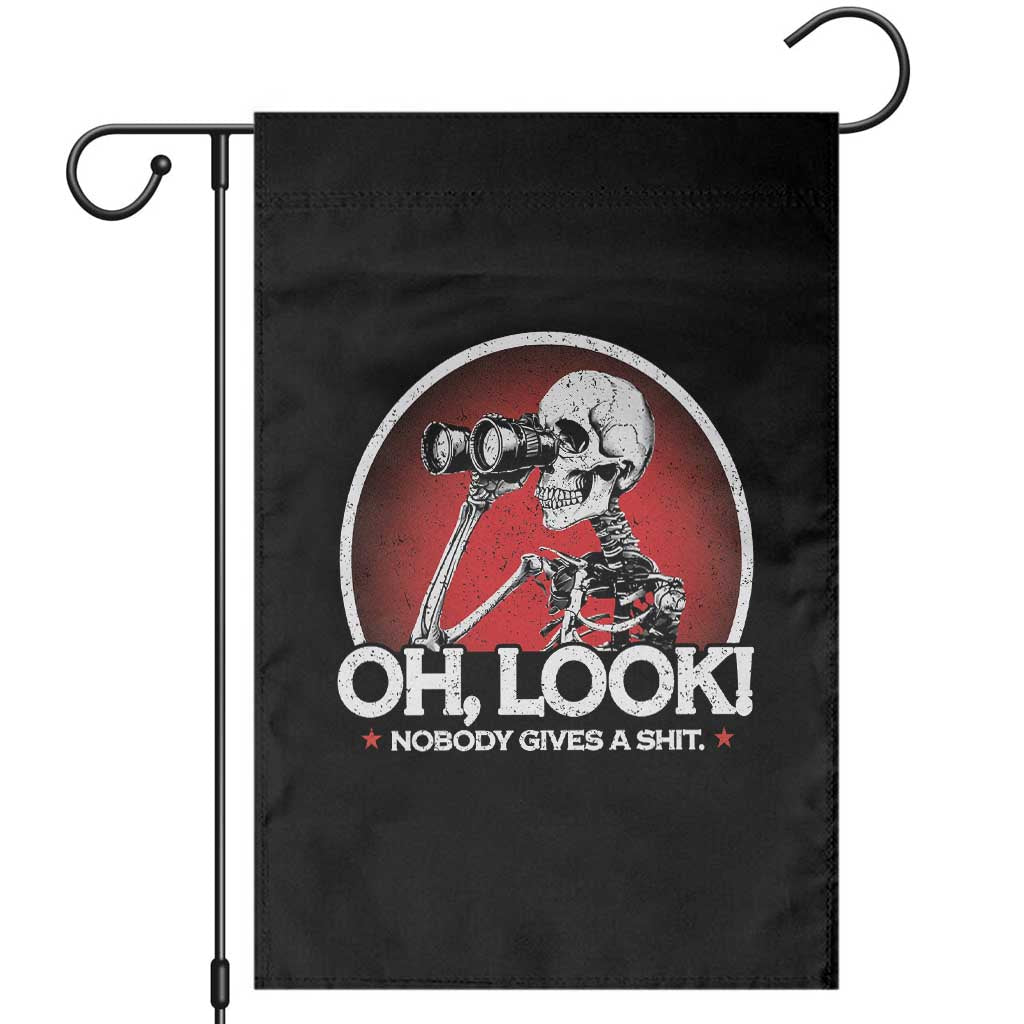 Oh Look Nobody Gives A Shit Garden Flag Funny Sarcastic Humor Skeleton - Wonder Print Shop