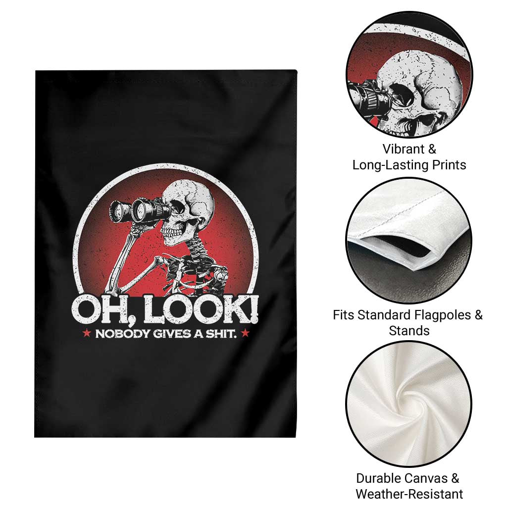 Oh Look Nobody Gives A Shit Garden Flag Funny Sarcastic Humor Skeleton - Wonder Print Shop